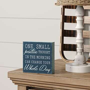 Barnyard Designs Wooden Box Sign Motivational Desk Decor, Inspirational Office Desk Decorations for ...