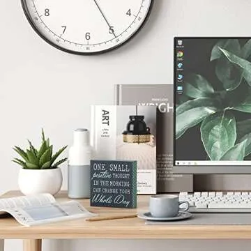 Motivational Wooden Box Sign for Home Office Decor