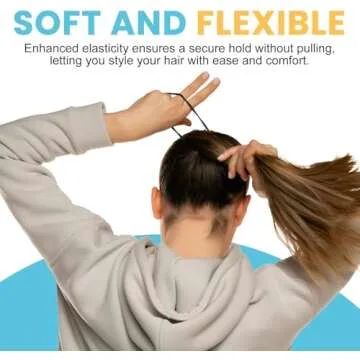 HOYOLS Seamless Hair Ties, Soft Cloth Fabric Black Bands, Large Ponytail Holder for Scrunchies Headb...