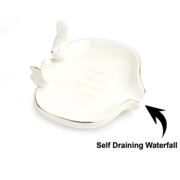 Elegant Self-Draining Soap Dish with Bird Design