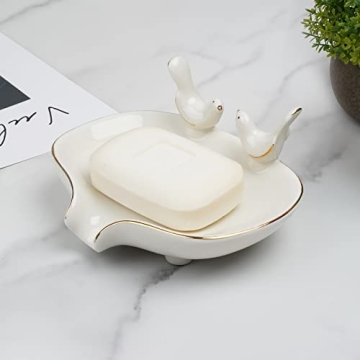Elegant Self-Draining Soap Dish with Bird Design