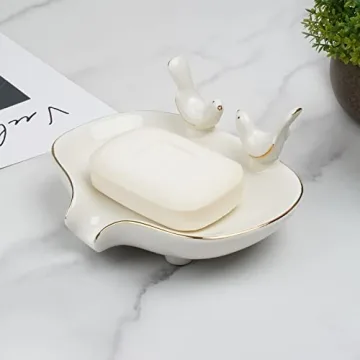 Elegant Self-Draining Soap Dish with Bird Design