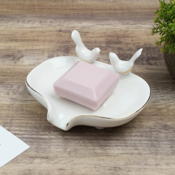 Elegant Self-Draining Soap Dish with Bird Design