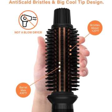 AmoVee Curling Iron Brush, 1 inch Heated Round Brush/Hair Curler/Straightener with Travel-Friendly D...