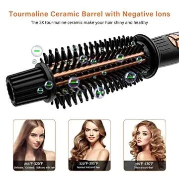 AmoVee Curling Iron Brush, 1 inch Heated Round Brush/Hair Curler/Straightener with Travel-Friendly Dual Voltage(100-240V), Tourmaline Ceramic Ionic, Heat Up Hot Brush for All Hair Types