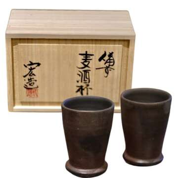 Japanese Pottery Luxury BIZEN YAKI Style Vintage Craft Beer Cup (10oz capacity)/Novelty Beer Mug/Han...