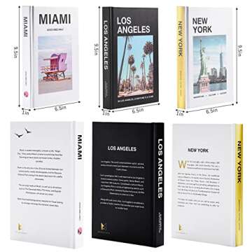 MABARA Decorative Books – 3-Pcs Set New York, Miami, Los Angeles Coffee Table Books – Decorative...
