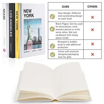 MABARA Decorative Books – 3-Pcs Set New York, Miami, Los Angeles Coffee Table Books – Decorative Books for Living Room, Home Decor, Coffee Table, Bookshelf – Boho Modern Hardcover Display Books