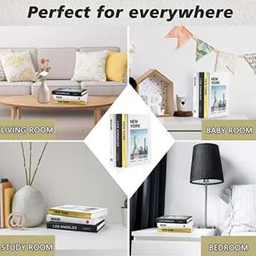 MABARA Decorative Books – 3-Pcs Set New York, Miami, Los Angeles Coffee Table Books – Decorative Books for Living Room, Home Decor, Coffee Table, Bookshelf – Boho Modern Hardcover Display Books