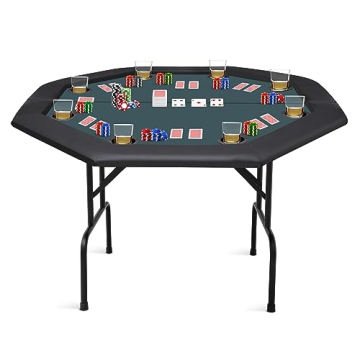 ZivPlay Poker Table Foldable Texas Holdem Poker Table Portable with Folding Legs for Card Game and C...