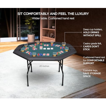 ZivPlay Foldable Poker Table for 8 Players - Compact & Stylish
