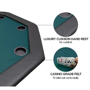 ZivPlay Foldable Poker Table for 8 Players - Compact & Stylish