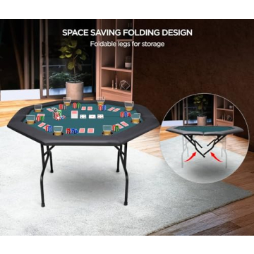 ZivPlay Foldable Poker Table for 8 Players - Compact & Stylish