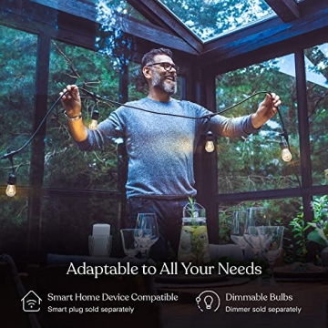 Brightech 48ft Outdoor String Lights - Waterproof Edison Bulbs