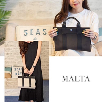 MALTA Genuine Leather Canvas Mini Tote Bag for Women