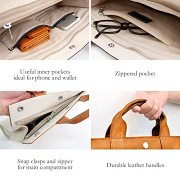 MALTA Genuine Leather Canvas Mini Tote Bag for Women