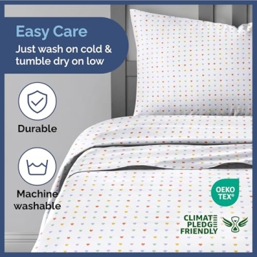 Kids Hearts Queen 4 Piece Sheet Set - Colorful & Cozy Bedding