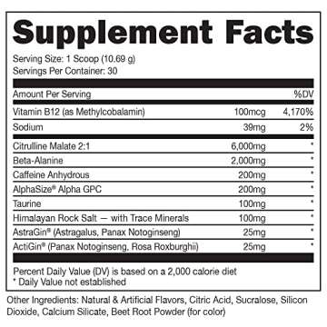 Bucked Up Pre Workout - Best Tasting - 6 Grams Citrulline, 2 Grams Beta Alanine Non Proprietary Blend, Powder (Strawberry Kiwi)