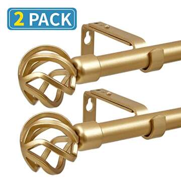 Oneach 48''-84'' Adjustable Curtain Rod - Decorative Antique Design, Gold