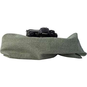 Capturing Couture Scarf Camera Strap with Hidden Pocket, Shetland Moss - Zipper Pocket Size: 6.5" w x 4" d, Stretch Material