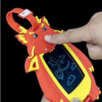 Boogie Board Kids Sketch Pals Portable Authentic Doodle Board, 4-inch Reusable Drawing Pad with Attached Stylus, Perfect for Travel & Road Trips for Kids Ages 4+, Dragon - Limited Edition