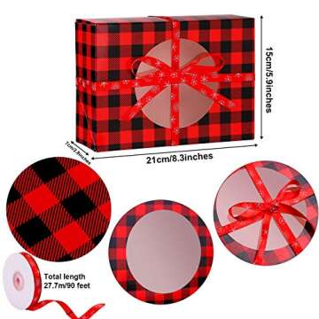 Aneco 12 Pack Christmas Cookie Boxes with Window Red and Black Plaid Holiday Treat Boxes Paper Food ...