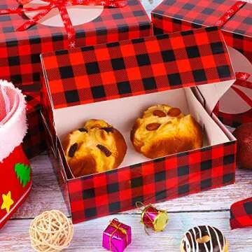 Aneco Christmas Cookie Boxes with Window for Gift Giving