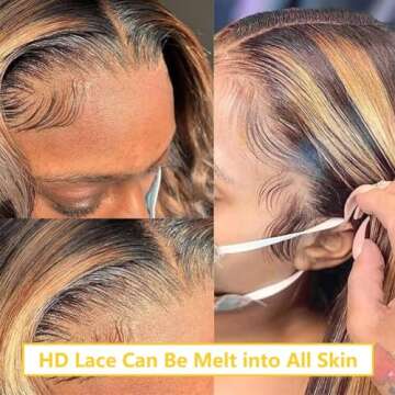 BEANATASHA Highlight Ombre Lace Front Wig Human Hair Pre Plucked 13x4 HD Transparent Lace Front Human Hair Wig 26 Inch 180% Density Body Wave 4/27 Colored Glueless Wigs Human Hair for Women