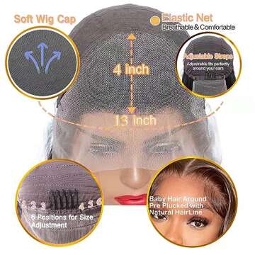 BEANATASHA Highlight Ombre Lace Front Wig Human Hair Pre Plucked 13x4 HD Transparent Lace Front Human Hair Wig 26 Inch 180% Density Body Wave 4/27 Colored Glueless Wigs Human Hair for Women