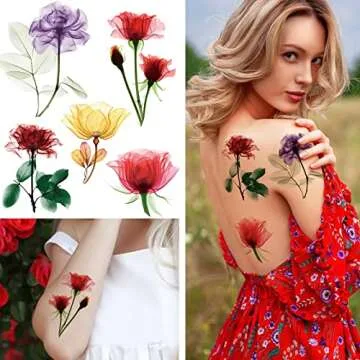 105 Flower Temporary Tattoos for Adults - Vibrant Designs