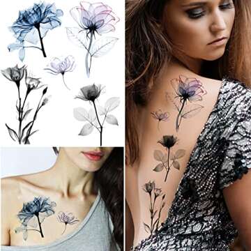 105 Flower Temporary Tattoos for Adults - Vibrant Designs