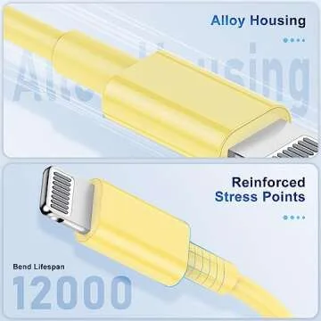 3 Pack Apple MFi Certified iPhone Charger Cable, Apple Lightning to USB Cable Cord, 2.4A Fast Charging Apple Phone Long Chargers for iPhone 12/11/11Pro/11Max/ X/XS/XR/XS Max/8/7/6/5S/SE (6ft, Yellow)