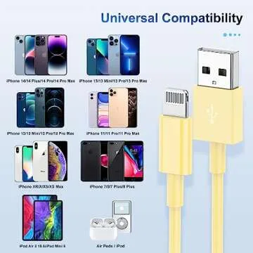 3 Pack Apple MFi Certified iPhone Charger Cable, Apple Lightning to USB Cable Cord, 2.4A Fast Charging Apple Phone Long Chargers for iPhone 12/11/11Pro/11Max/ X/XS/XR/XS Max/8/7/6/5S/SE (6ft, Yellow)