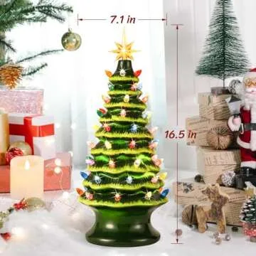 Lakumu Hand Painted 16.5" Tabletop Christmas Tree with Lights