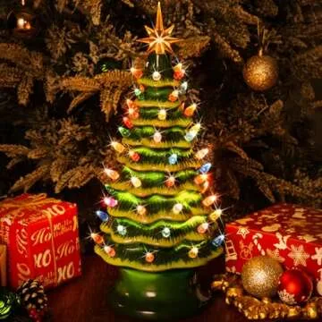 Lakumu Hand Painted 16.5" Tabletop Christmas Tree with Lights