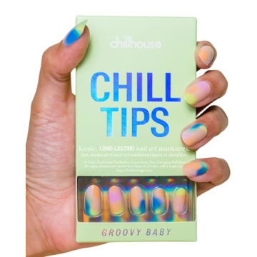 Chillhouse Chill Tips Signatures Press On Nails Kit, Groovy Baby - 24 Nail Shapes & Sizes, Dual-Side...