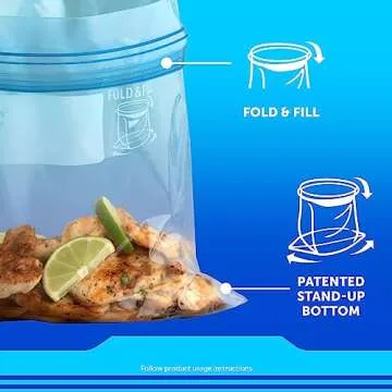 Ziploc Quart Food Storage Freezer Bags, Stay Open Design with Stand-Up Bottom, Easy to Fill, 100 Count