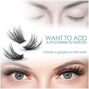 DIY Eyelash Extension EASITENSION Individual Bounded Glue Lash Clusters 3D Effect Volume Lashes Set, Home Eyelash Extension, C curl Lashes Pack 12mm,14mm (KIT-Volume)