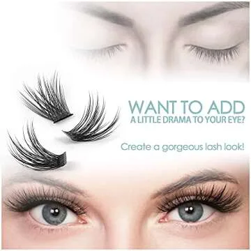 DIY Eyelash Extension EASITENSION Individual Bounded Glue Lash Clusters 3D Effect Volume Lashes Set, Home Eyelash Extension, C curl Lashes Pack 12mm,14mm (KIT-Volume)