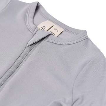 KYTE BABY Unisex Zipper Closure Footies, Rayon Made From Bamboo (0-3 Months, Storm)