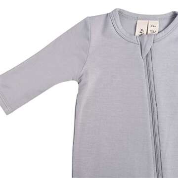 KYTE BABY Unisex Zipper Closure Footies, Rayon Made From Bamboo (0-3 Months, Storm)