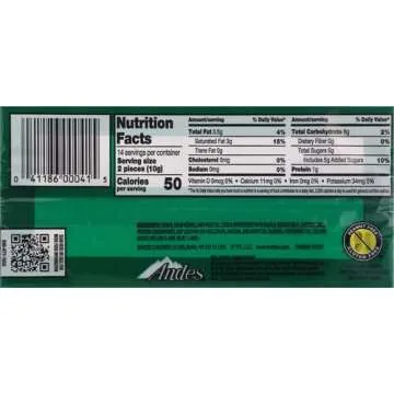Andes Creme De Menthe Thin Mints - After Dinner Mints - Rectangular Chocolate Sandwich Mint Candies – 4.67 Oz, 28 Count