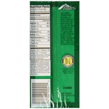 Andes Creme De Menthe Thin Mints - After Dinner Mints - Rectangular Chocolate Sandwich Mint Candies – 4.67 Oz, 28 Count