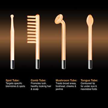 NuDerma Portable Handheld High Frequency Skin Therapy Wand Machine w/Neon – Anti-Aging - Skin Tightening - Wrinkle Reducing - Dark Circles – Clarifying - Hair & Scalp Stimulator