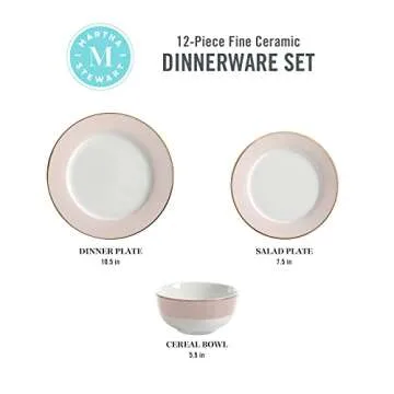 Elegant Martha Stewart Dinnerware Set with Gold Rim