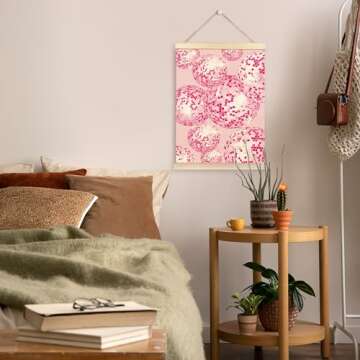 TAEDIN Preppy Disco Ball Wall Art Poster Hanger Frame - Pink Trendy Preppy Wall Art with Wood Frames...