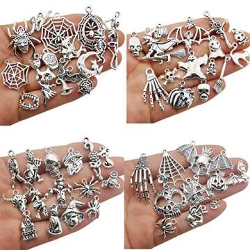 WOCRAFT 200g Craft Supplies Antique Silver Halloween Charms Pendants for Jewelry Making Findings Cra...
