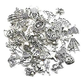 WOCRAFT 200g Craft Supplies Antique Silver Halloween Charms Pendants for Jewelry Making Findings Crafting Accessory for DIY Necklace Bracelet (M213)