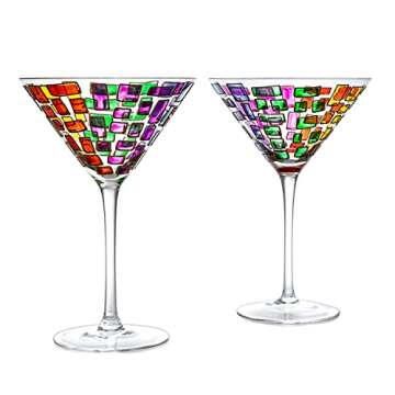 The Wine Savant Renaissance Holiday Stained Glass Windows, Artisanal Hand Painted Glassware Gift Ide...