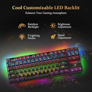 Redragon K552 Mechanical Gaming Keyboard, LED Gaming Keyboard with Red Switches, 87 Full Anti-ghosti...